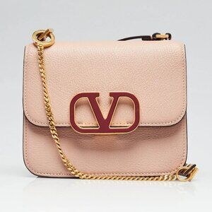 Valentino Beige Pebbled Leather VSLING Small Shoulder Bag